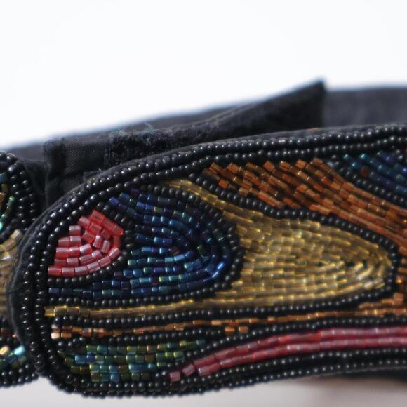 L Regal Beaded Cummerbund Belt M Womens Vtg 80s‎ Hook & Loop Rainbow Goth Fairy - Picture 4 of 7